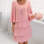 preiswerte Chiffonkleider-Damen Langes Kleid Maxikleid Partykleid Chiffon Chiffonkleid Elegant Mode Modern Outdoor Party Abendgesellschaft Normale Passform Einfach Kurzarm V Ausschnitt Rosa Rote Blau Beige Sommer Frühling