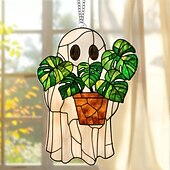 זול קישוטים לתלייה ושולחן של הלואין-קישוטי רפאים ויטראז&#039; דמויי אקריליק לליל כל הקדושים, לוכד שמש חמוד לקישוט ליל כל הקדושים, מתנת רוח רפאים חמודה לאוהבי ספרים, קישוט סתיו גותי לחלון, מתנות ליל כל הקדושים לנשים