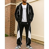 Χαμηλού Κόστους Αθλητικά κοστούμια-Ανδρικά Φερμουάρ με φερμουάρ Φόρμα 2 τεμαχίων Σετ Φόρμας Σακουλιασμένος με τσέπη Συνδυασμός Χρωμάτων Ρούχα σύνολα Φθινόπωρο Μαύρο Σκούρο μπλε Πεζοπορία Επάγγελμα Για Υπαίθρια Χρήση Ελαφρύ Μακρυμάνικο