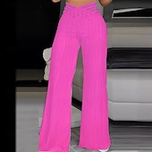 economico gamba larga e vita alta-Per donna Gamba larga Chinos Moda Streetwear Lunghezza intera Vita Alta Semplice Fascia Elastica Comodo Morbido Confortevole Elasticizzato Formale All&#039;aperto Vacanza Nero Bianco Giallo Rosa Primavera