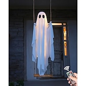 お買い得  ハロウィンの屋外-ハロウィン スイングゴースト デコレーション 屋外用 5.9フィート 大型 吊り下げゴースト スイング リモコン付き ストリングライト付き 不気味でかわいいゴースト デコレーション 木 ポーチ 庭 庭 芝生用