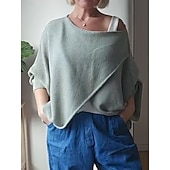 cheap Plain tee-Women's Blouse Casual Blue Sage Green White Red Dusty Blue Spring Fall