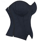 Недорогие Корсеты-Жен. Корсет Корректирующее белье Утягивающее белье Корректирующее белье Сексуальный корсет На каждый день Полоса Неровная кромка Открытая спина Отпуск Для улицы Свидание Без рукавов холодный прием