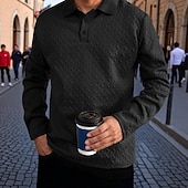 preiswerte Klassisches Poloshirt für Herren-Herren Poloshirts Golf Poloshirts Geschäft Lässig Revers Klassisch Langarm Mode Basic Einfarbig Texture Jacquard Herbst Winter Ganzjahres Lässiger Schnitt Schwarz Weiß Grau Marineblau Khaki Armeegrün