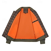 economico Giubbotti Casual-Per uomo Giubbotto bomber Giacca Casual Vacanza Quotidiano Caldo Tasca Autunno Inverno Plaid Moda Classico Collo alla coreana Regolare Verde scuro Verde militare Giacca