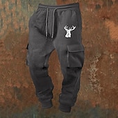 tanie Dresy-Męskie Spodnie dresowe Uprawiający jogging Spodnie Spodnie waflowe Ściągana na sznurek Kieszeń Elastyczny pas Jeleń Komfort Codzienny Sporty na świeżym powietrzu Moda Codzienny Wino Khaki Średnio