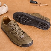 cheap Casual Lace-Up Shoes-Men's Brown Lace-Up Casual Shoes with Stitched Detailing, Comfortable Design for Daily Wear, Outdoor Adventures and Weekend Getaways