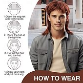 お買い得  歴史的なかつら-マレットウィッグ 80年代風コスチューム ファンシー 14インチ 男性用マレットウィッグ