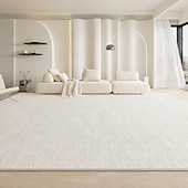 billiga Områdesmattor-krämfärgad boho-stil matta, enfärgad vattentät fläckavvisande matta lättskött avtorkbar golvmatta för vardagsrum sovrum soffa soffbord