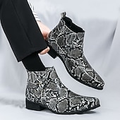 abordables Bottes de Costume-Bottines Chelsea à bout pointu en similicuir imprimé serpent pour homme – Chaussures de soirée, de scène et de soirée