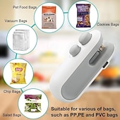 cheap Kitchen Utensils &amp; Gadgets-Mini Bag Sealer with Cutter and Magnet Portable Heat Sealing Machine for Snack, Chip, Cookie &amp; Plastic Bags – Handheld Sealer with Magnetic Design, 16W Power, Includes Charging Cable