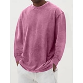 preiswerte Basic-T-Shirts-Herren T-Shirt Langarmshirt Langarm Rundhalsausschnitt Herbst Winter Retro Einfarbig Mode Designer Nostalgisch Mode Jahrgang Urlaub Straße Ausgehen Schwarz Himmelblau Olive Top T-Shirt für Herren