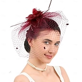 abordables Fascinadores-Fascinators Pluma Boda Vintage Con Gorra Celada Sombreros
