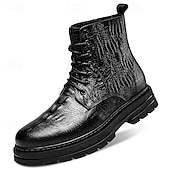 baratos Botas para Homem-Botas de inverno masculinas de cano alto em couro sintético | design com isolamento térmico e sola antiderrapante