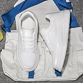 economico Sneakers Casual-scarpe da ginnastica da uomo bianche e robuste: comode scarpe sportive con lacci e suola spessa per la corsa, la palestra e lo stile casual quotidiano