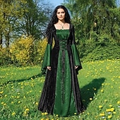 זול שמלה-רטרו\וינטאג' ימי הביניים רנסנס שמלות תחפושת מפוארת ויקינג אביר קלטי תחפושות בגדי ריקוד נשים קלטי האלווין (ליל כל הקדושים) קרנבל הצגה LARP רן פייר מבוגרים שמלה