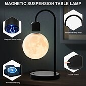 cheap Household Appliances-Magnetic Levitation Moon Lamp Desktop Lamp 15W Wireless Phone Charger 3-Color Adjustable 3D Touch-Sensitive Moonlight Ambient Night Light