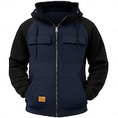 economico Felpa Tattica-Per uomo Felpa con cappuccio Felpa con cappuccio a zip intera Felpa con cappuccio a nido d&#039;ape Felpa con cappuccio tattica Verde militare Blu marino Cachi Grigio chiaro Con Cappuccio Semplice