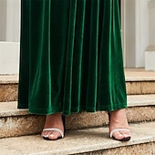 preiswerte abendkleider-Damen Midikleid Samtkleid Cocktailkleid Elegant Mode Modern Outdoor Party Party-Abendmode Normale Passform Einfach Langarm Rundhalsausschnitt Schwarz Rote Blau Dunkelgrün Frühling Herbst