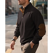 baratos Suéteres básicos-Homens Moletom Preto Verde Claro Verde Tropa Azul Marinha Azul Henley Bloco de cor Patchwork Desportos e Ar livre Diário Feriado Poliéster Roupa de rua Básico Casual Primavera Outono Roupa Moletons