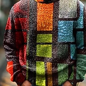 cheap Men&#039;s Printed Sweaters-Men&#039;s Geometric Color Block colour Pullover Sweater Jumper Knitwear Crewneck Casual Vacation Street Daily 3D Print Color Block Knitting Long Sleeve Fall Winter Multicolor a Multicolor B