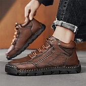 baratos Botas de cano curto-Botas de caminhada masculinas marrons com sola durável – calçados casuais versáteis para atividades ao ar livre, caminhadas e aventuras de fim de semana