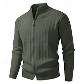 preiswerte Herren Strickjacke-Herren Strickjacke Kurzer Pullover Reißverschluss-Pullover Strickpullover Gerippt Stricken Normale Oberteile Reißverschluss Einfach Stehkragen Mode Klassisch Urlaub Alltagskleidung Bekleidung Herbst