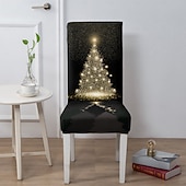 billiga Julskydd-1/2/4/6 st julstolsöverdrag till matsal, pallstolsöverdrag, geometriskt tryckta polyesteröverdrag, dekorativt stolsskydd för hemmet