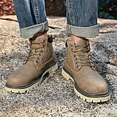 Недорогие Рабочие ботинки-Классические мужские рабочие ботинки для улицы – прочные ботинки на шнуровке с нескользящей подошвой и амортизирующей стелькой для строительства, сельского хозяйства и повседневной носки