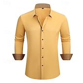 economico camicia da uomo con bottoni-Per uomo Camicia Camicia Estiva Camicia casual Camicia da Spiaggia Camicia con Bottoni Nero Bianco Giallo Rosso Blu reale Manica Lunga Blocco di colori Bavero Vacanza Camicia hawaiana Splice