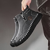 abordables Bottines-Homme Bottes Rétro Marche ancien Quotidien PU Confortable Bottes Mi-Mollet Mocassin Brun foncé Noir Gris Printemps Automne