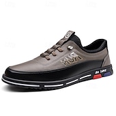 baratos Sapatos Casuais com Cadarço-Tênis confortáveis masculinos de couro sintético marrom – calçados antiderrapantes e acolchoados para atividades ao ar livre, para caminhadas, trabalho e uso diário