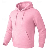 abordables Sweat à capuche en polaire-Homme Sweat à capuche Sweat à capuche en polaire Sweat à capuche doublé en polaire Noir Blanche Jaune Rose Claire Vert Véronèse À capuche Uni Poche kangourou Sport &amp; Loisir Occasionnel Quotidien