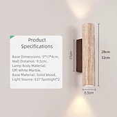 abordables Apliques de pared para interior-Apliques de pared de mármol con iluminación vertical y descendente, modernos apliques de pared para interiores, luz E26, barra lineal, iluminación de pared para dormitorio, lámpara cilíndrica de pared