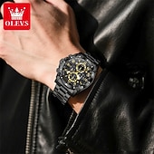 cheap Quartz Watches-The New Olevs Men&#039;S Steel Band Business Watch Moon Phase Luminous Calendar Chronograph 24-Hour Indication Quartz Watch Is A Fashionable Casual And Versatile Waterproof Sports Wristwatch