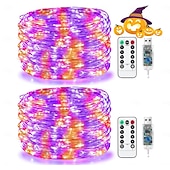 olcso USB-tápellátás-2 db 20 m/66 láb 200 led gyöngy karácsony halloween esküvői party fesztivál tündér fényfüzér beltéri és kültéri udvari kerti dekoráció fényfüzér usb tápegység 8 funkciós távirányító