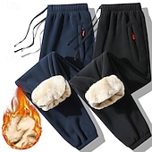 economico pantaloni da jogging-Per uomo Pantaloni da tuta Pantaloni in Pile Joggers Pantaloni Pantaloni invernali Coulisse Tasca Elastico in vita Semplice Comodità Caldo Sport all'Aperto Quotidiano Moda Casual Nero Blu