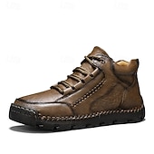 baratos Botas de cano curto-Botas de caminhada masculinas marrons com sola durável – calçados casuais versáteis para atividades ao ar livre, caminhadas e aventuras de fim de semana