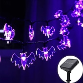 abordables Halloween en Plein Air-Guirlande lumineuse solaire d&#039;extérieur en forme d&#039;araignée et de chauve-souris, imperméable, 6,5 m, 30 LED, 8 modes d&#039;éclairage, idéal pour un jardin, un balcon, une clôture, un porche ou une fête