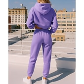 abordables Chándales-Mujer Chándal de 2 piezas Sudadera con capucha Lounge Conjuntos de chándal Color sólido Trajes de Yoga Otoño Negro Blanco Rutina de ejercicio Al Aire Libre Viaje Alta cintura Ligero Moda Manga Larga