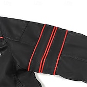 cheap Faux Leather Jackets-Men's Faux Leather Jacket Fleece Jacket Biker Jacket Motorcycle Jacket Vacation Daily Windproof Warm Patchwork Pocket Fall Winter Stripes Fashion Classic Stand Collar Regular Black Jacket
