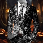 Χαμηλού Κόστους Halloween εξωτερικά ρούχα-Ανδρικά Νεκροκεφαλές Τριαντάφυλλο Μπουφάν μπλέιζερ Παλτό Άνετο Αναπνέει Καλλιτεχνικό Γκόθικ Καθημερινό Πάρτι Καθημερινά Φεστιβάλ 3D εκτύπωση Κουμπιά Πολλαπλή τσέπη