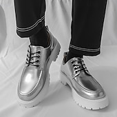 economico Scarpe Oxford-scarpe oxford nere lucide da uomo – scarpe eleganti stringate in vernice con suola spessa per feste serali, moda gotica, concerti e occasioni speciali