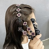 abordables Regalos-Paquete de 4 pinzas para el pelo trenzadas con piedras de cristal brillantes, horquillas laterales para mujer, pasadores con flequillo, elegantes accesorios decorativos para el cabello, herramientas para arreglar el cabello roto, uso diario.
