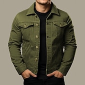baratos Jaquetas Cargo-Homens Jaqueta de Camisa Jaqueta Carga Roupa Diária A Prova de Vento Botões Todas as Estações Côr Sólida Roupa de rua Lapela Padrão Preto Branco Vermelho Azul Marinho Azul Casaco