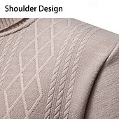 preiswerte Herrenpullover-Herren Pullover Strickpullover Gerippt Stricken Normale Oberteile Gestrickt Einfach Rollkragen Mode Basic Urlaub Alltagskleidung Bekleidung Herbst Winter Wein Schwarz S M L