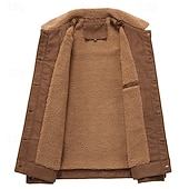 baratos Jaquetas de Suede Sintético-Homens Jaqueta de camurça sintética Jaqueta de Inverno Casaco de lã Jaqueta casual Férias Diário Térmico / Quente Bolsos Tosão Outono Inverno Tecido Moda Roupa de rua Lapela Padrão Preto Cinzento
