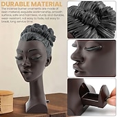 billiga Skulpturer-huvud rökelse brännare svart kvinna, svart dam huvud doft brännare svart kvinnor huvud, huvud rökelse brännare svart kvinna, huvudet rökelse hållare för olika miljöer