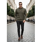 cheap Casual Henley Tee-Men&#039;s Waffle Tee Waffle Henley Shirt Long Sleeve V Neck Spring &amp;  Fall Solid Color Fashion Basic Fake two piece Street Casual Sports Black White Burgundy Top Tee for Men