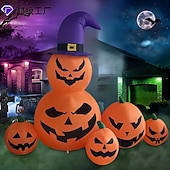 tanie Halloween na świeżym powietrzu-1 szt. 1,8 m/6 stóp 6 stóp magiczny kapelusz z dynią, nadmuchiwany sznurkiem LED, model do użytku wewnątrz i na zewnątrz, na trawniku, na imprezę, z atmosferą, dekoracyjne światło, wtyczka EU/US/AU/UK